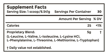 Advanced Amino Powder supplement facts
