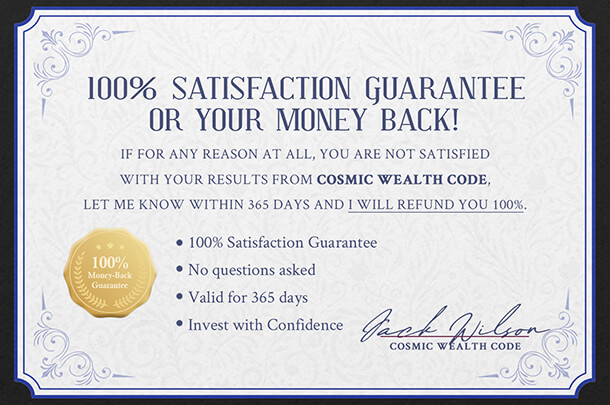 Cosmic Wealth Code guarantee