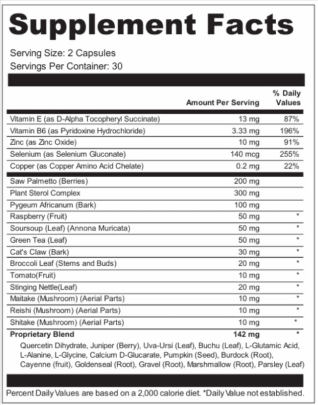 Prostafense Supplement-Facts
